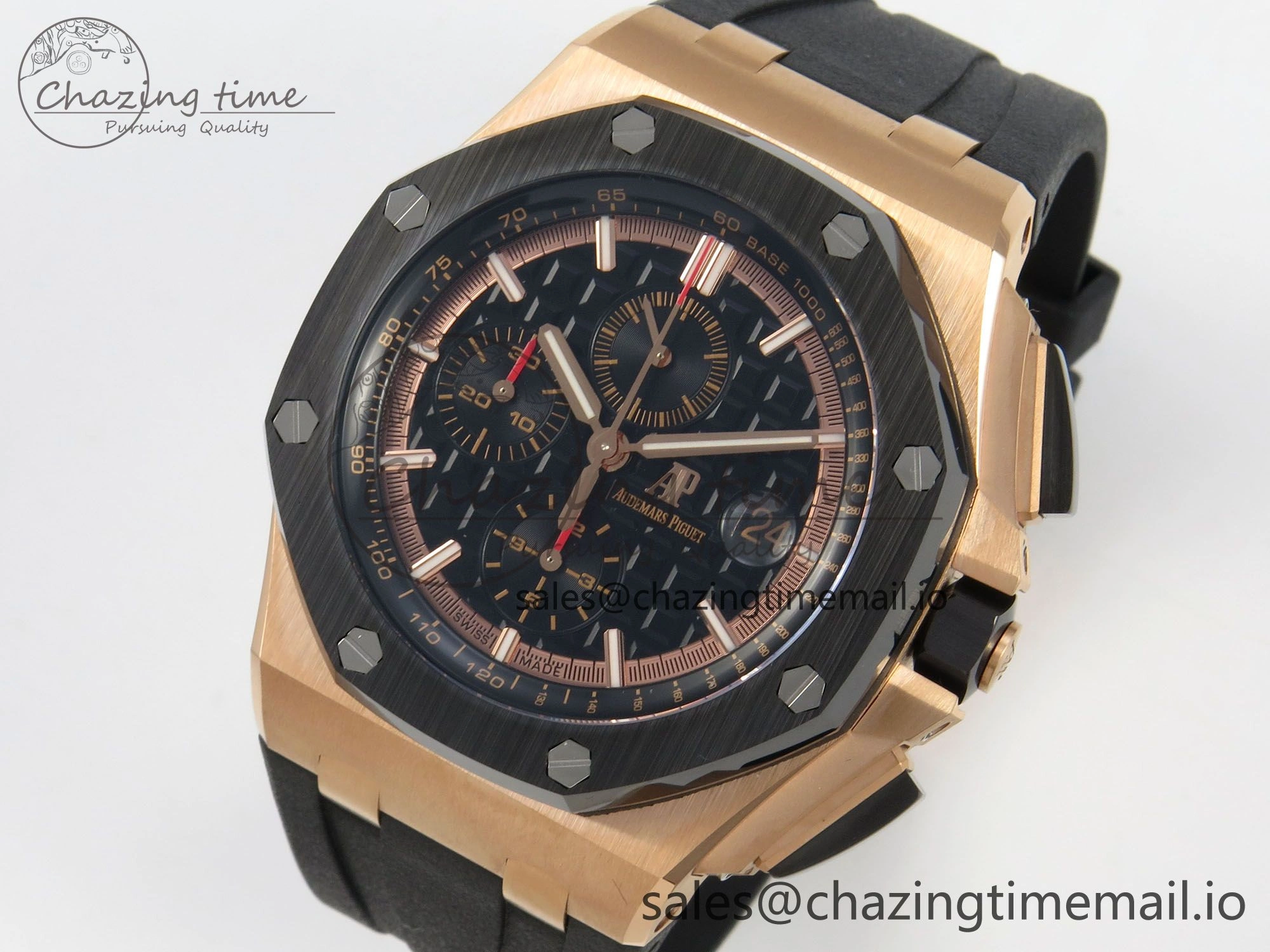 Royal Oak Offshore 44mm RG APPF Best Edition Black Dial Ceramic Bezel on Black Rubber Strap SA3126