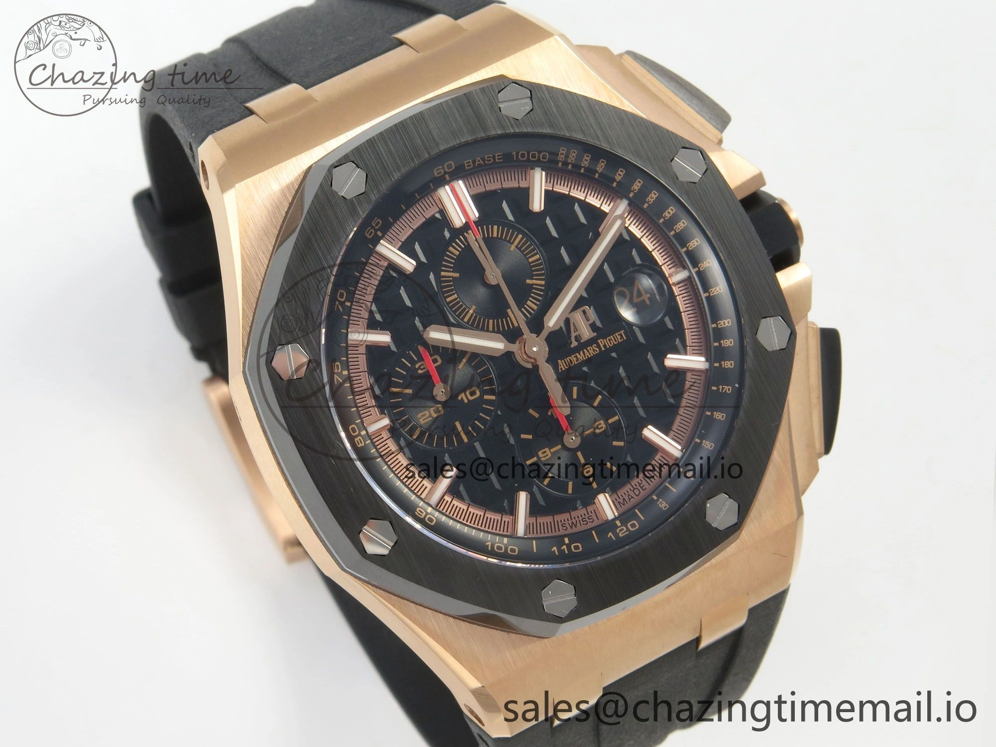 Royal Oak Offshore 44mm RG APPF Best Edition Black Dial Ceramic Bezel on Black Rubber Strap SA3126