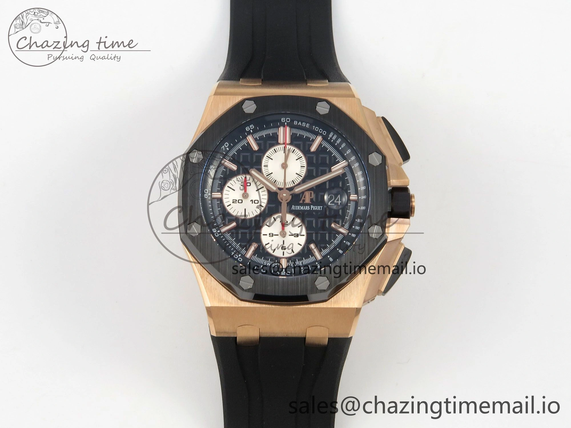 Royal Oak Offshore 44mm RG APPF Best Edition Black White Dial Ceramic Bezel on Black Rubber Strap SA3126