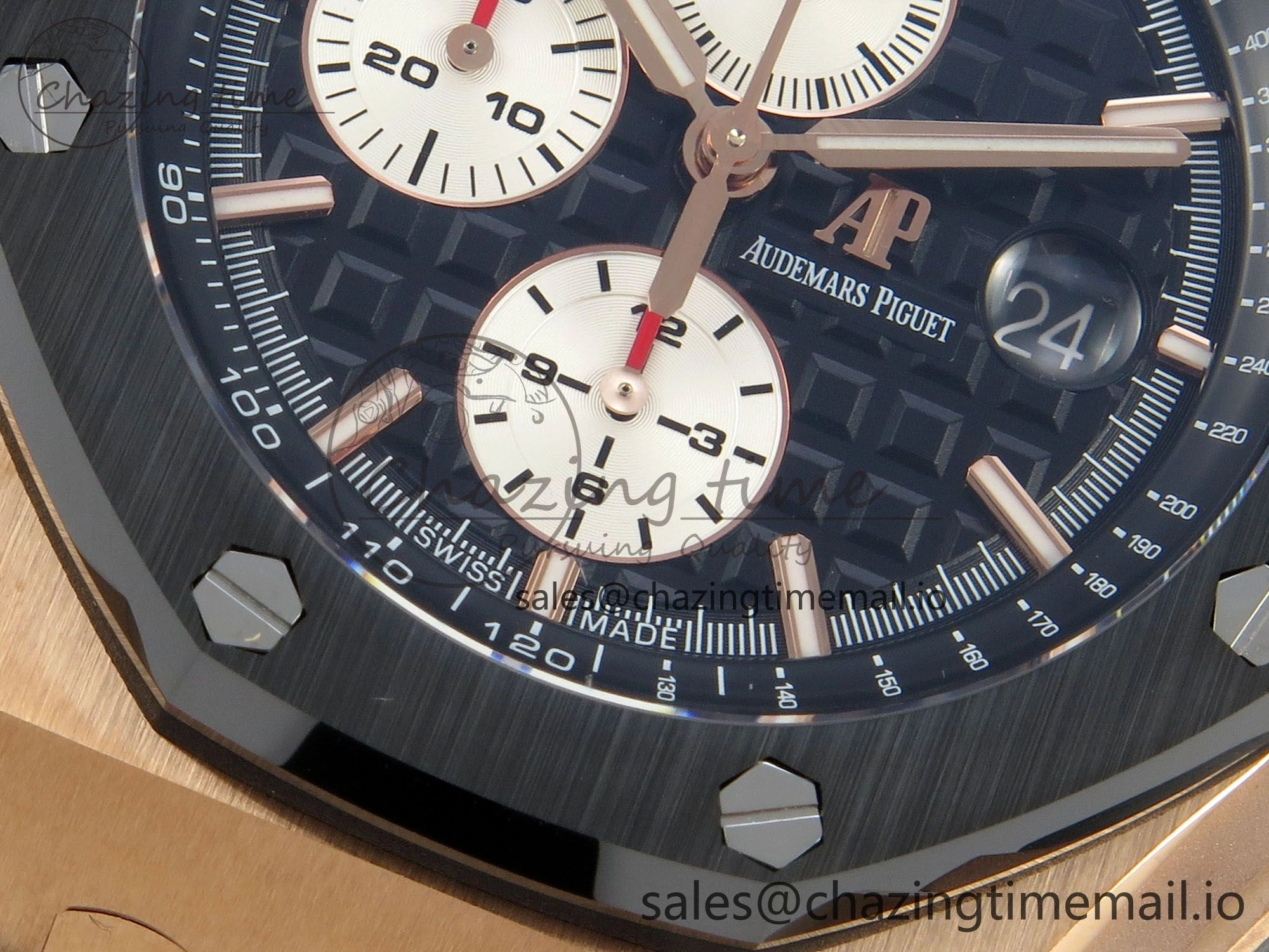 Royal Oak Offshore 44mm RG APPF Best Edition Black White Dial Ceramic Bezel on Black Rubber Strap SA3126
