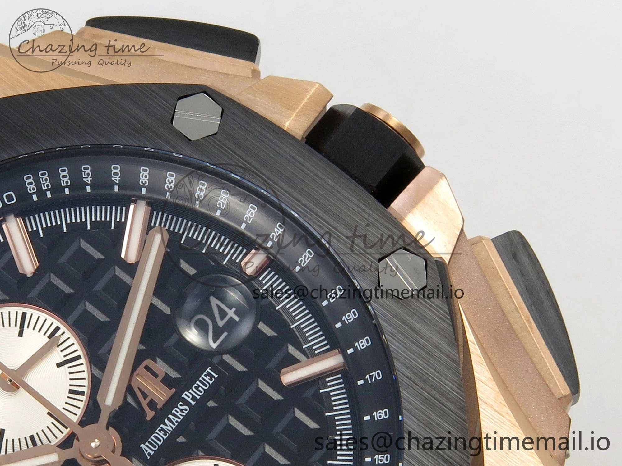 Royal Oak Offshore 44mm RG APPF Best Edition Black White Dial Ceramic Bezel on Black Rubber Strap SA3126