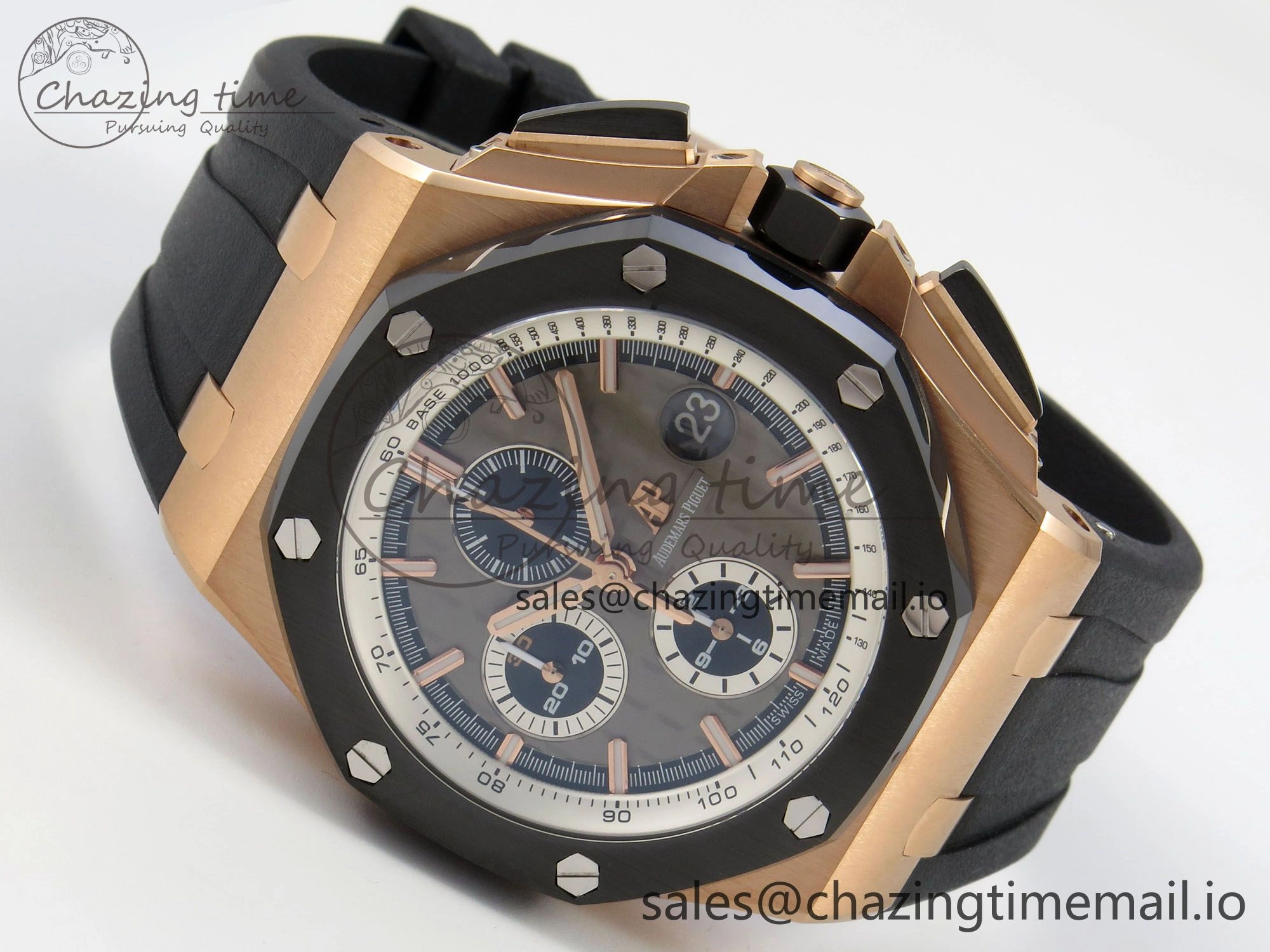 Royal Oak Offshore 44mm RG APPF Best Edition Gray Dial Ceramic Bezel on Black Rubber Strap SA3126