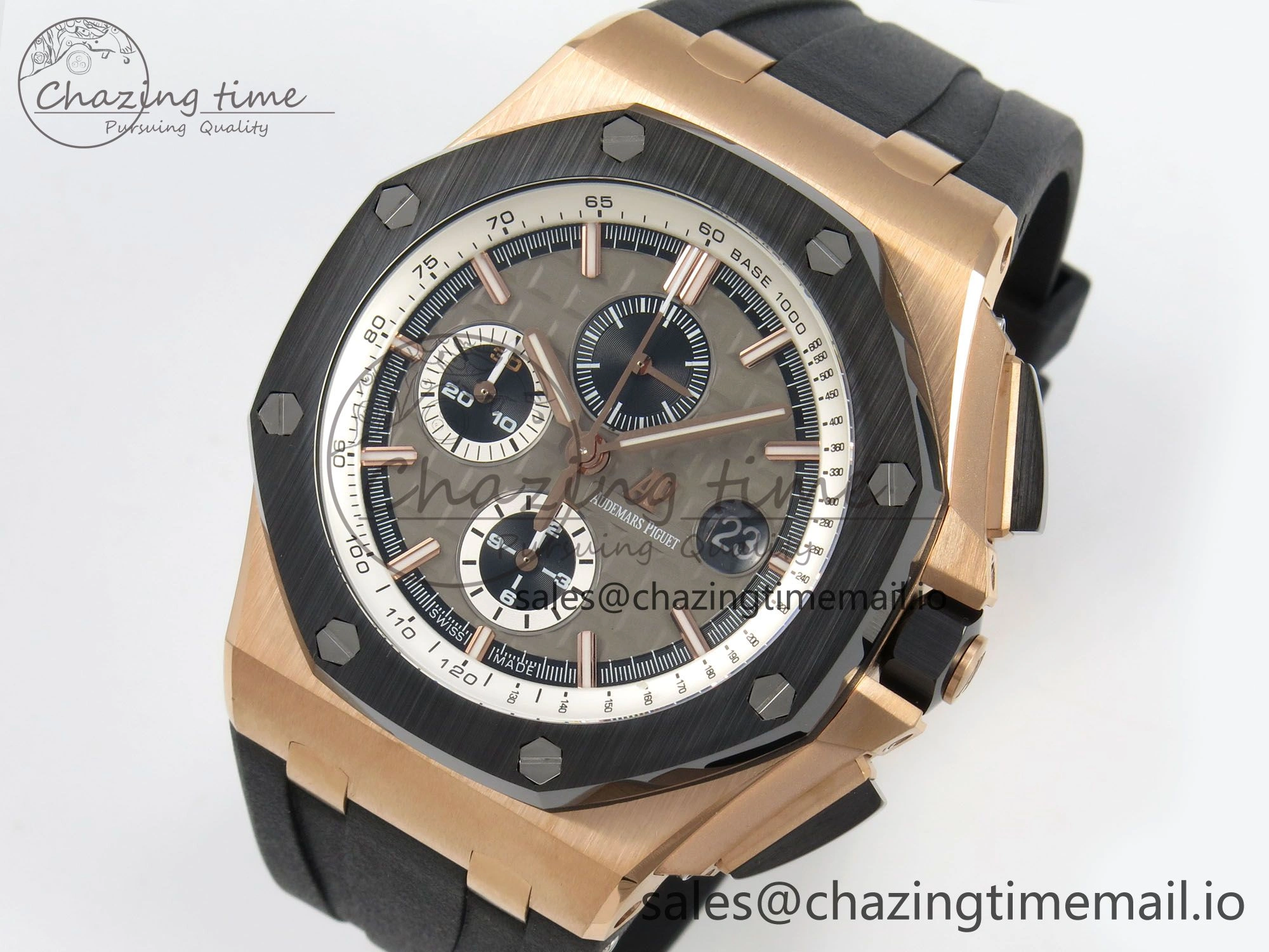 Royal Oak Offshore 44mm RG APPF Best Edition Gray Dial Ceramic Bezel on Black Rubber Strap SA3126