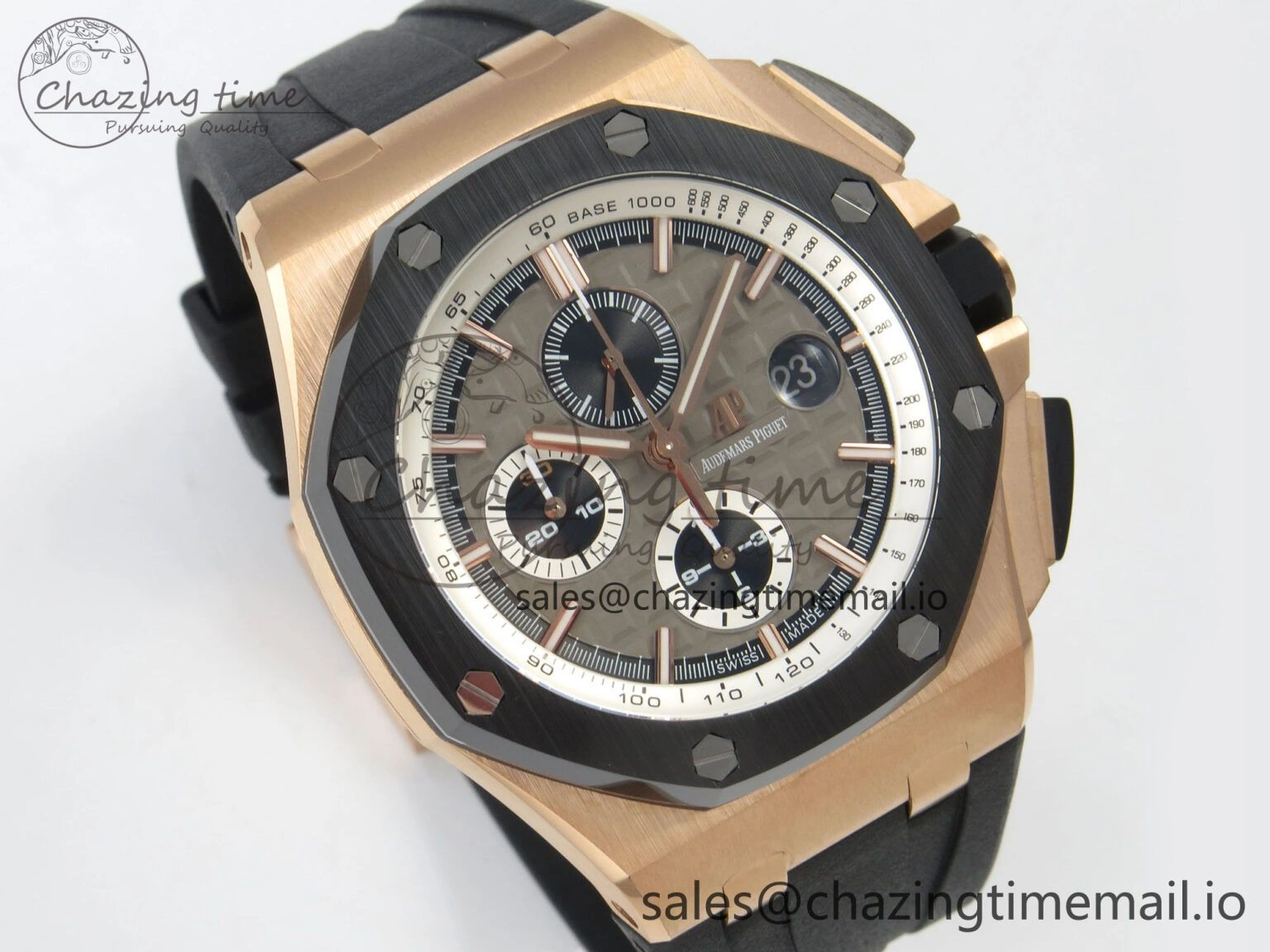 Royal Oak Offshore 44mm RG APPF Best Edition Gray Dial Ceramic Bezel on Black Rubber Strap SA3126