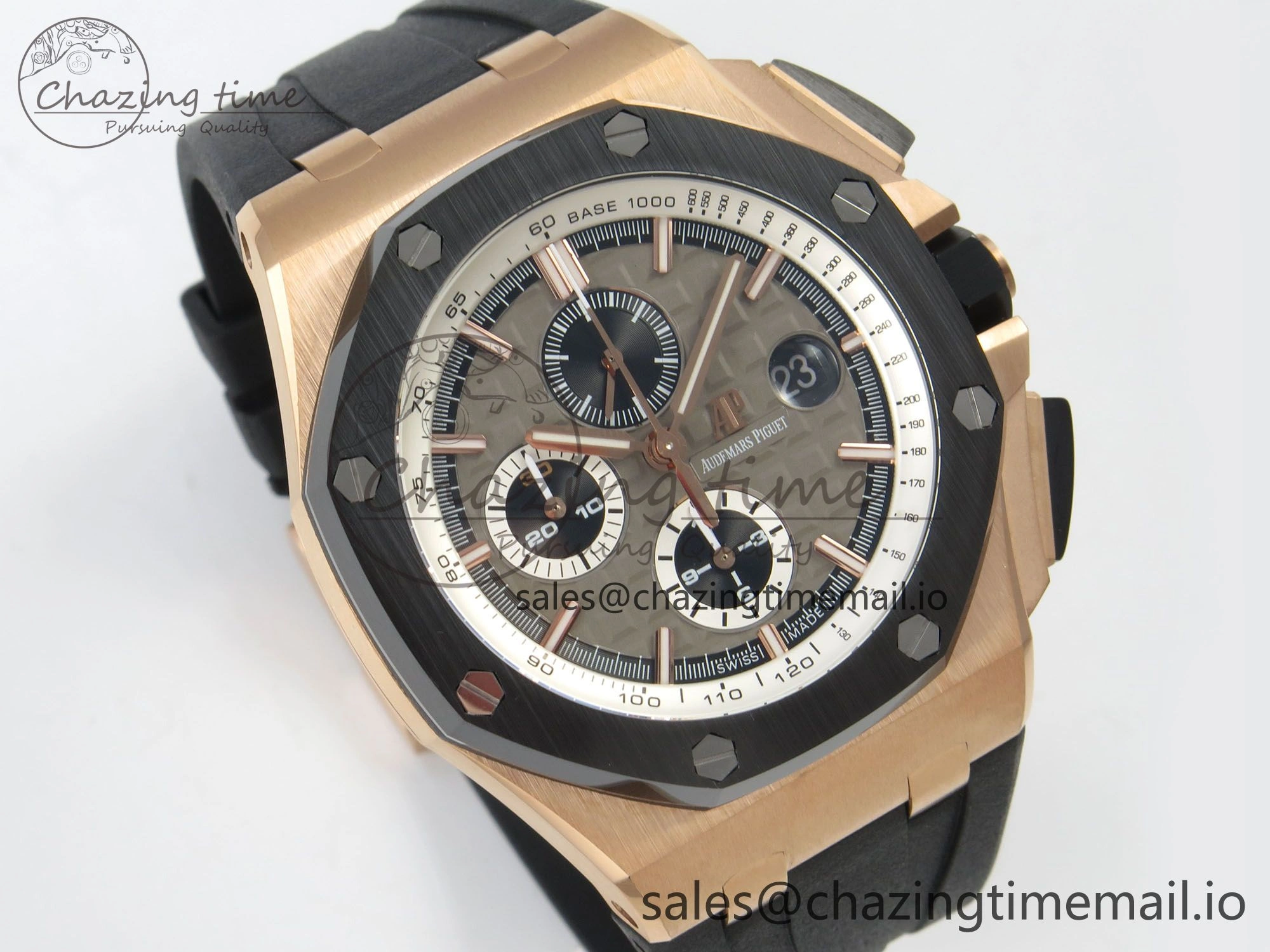 Royal Oak Offshore 44mm RG APPF Best Edition Gray Dial Ceramic Bezel on Black Rubber Strap SA3126
