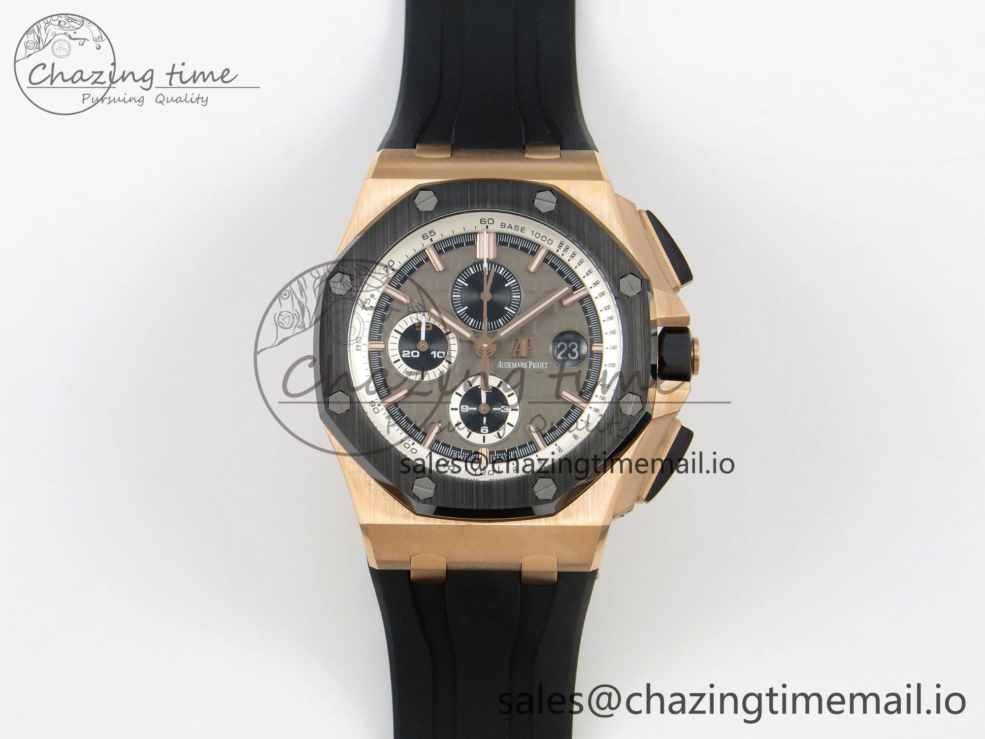 Royal Oak Offshore 44mm RG APPF Best Edition Gray Dial Ceramic Bezel on Black Rubber Strap SA3126