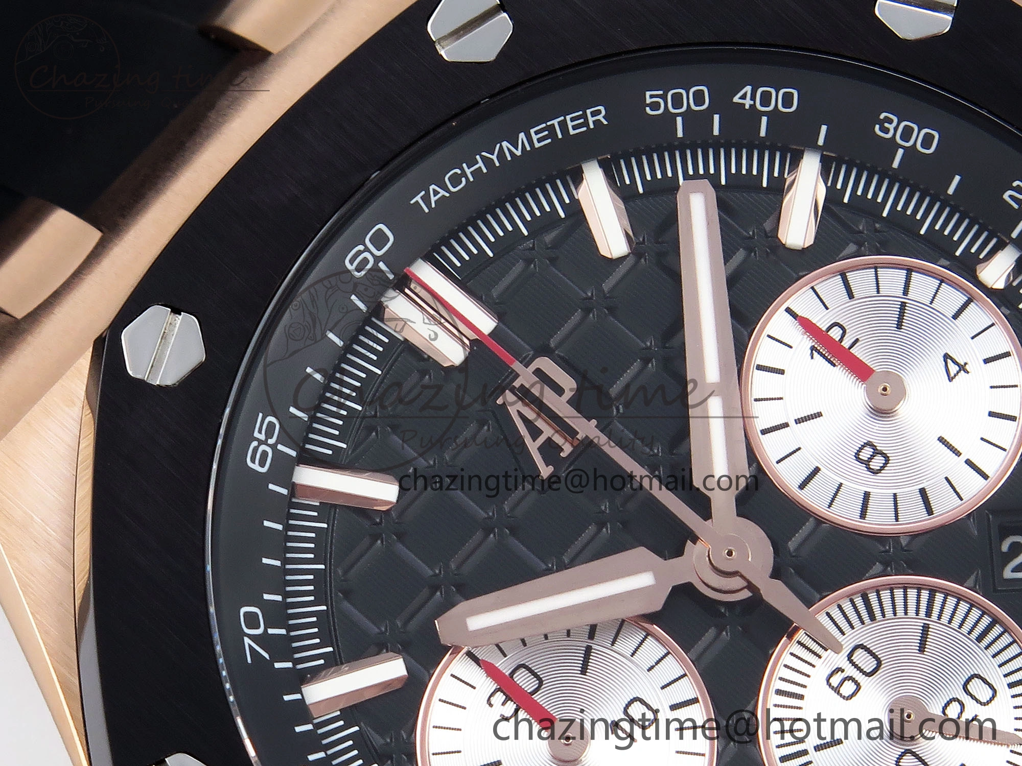 Royal Oak Offshore 44mm RG Black Ceramic Bezel APF 1:1 Best Edition Black Silver Dial on Black Rubber Strap A4401