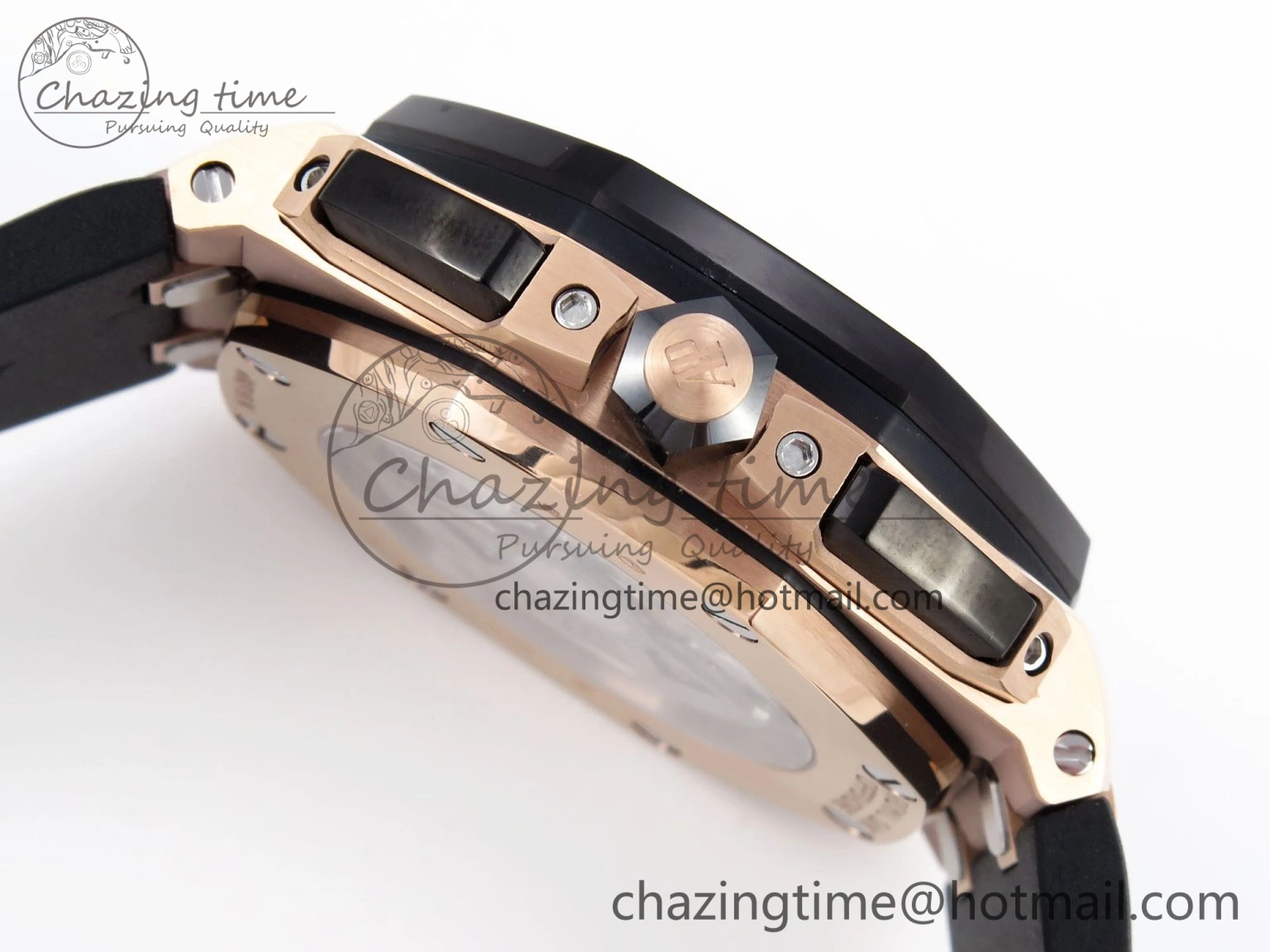 Royal Oak Offshore 44mm RG Black Ceramic Bezel APF 1:1 Best Edition Black Silver Dial on Black Rubber Strap A4401