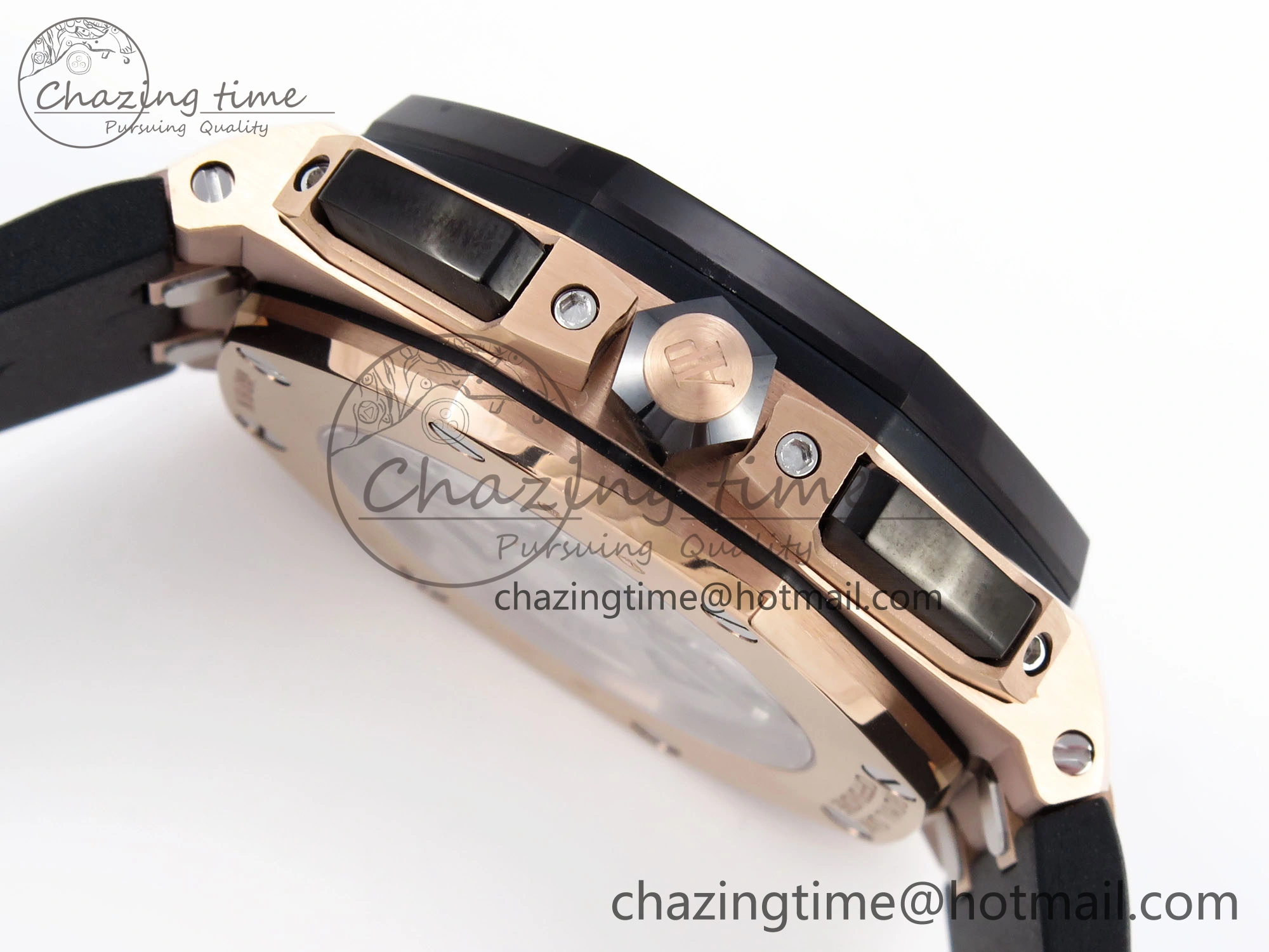 Royal Oak Offshore 44mm RG Black Ceramic Bezel APF 1:1 Best Edition Black Silver Dial on Black Rubber Strap A4401