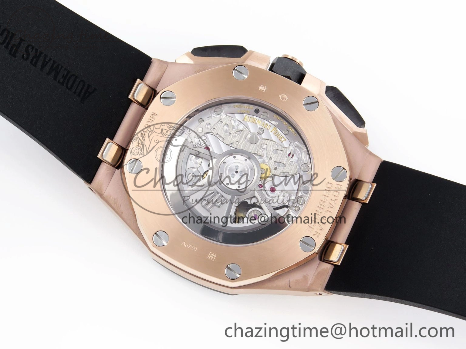 Royal Oak Offshore 44mm RG Black Ceramic Bezel APF 1:1 Best Edition Black Silver Dial on Black Rubber Strap A4401