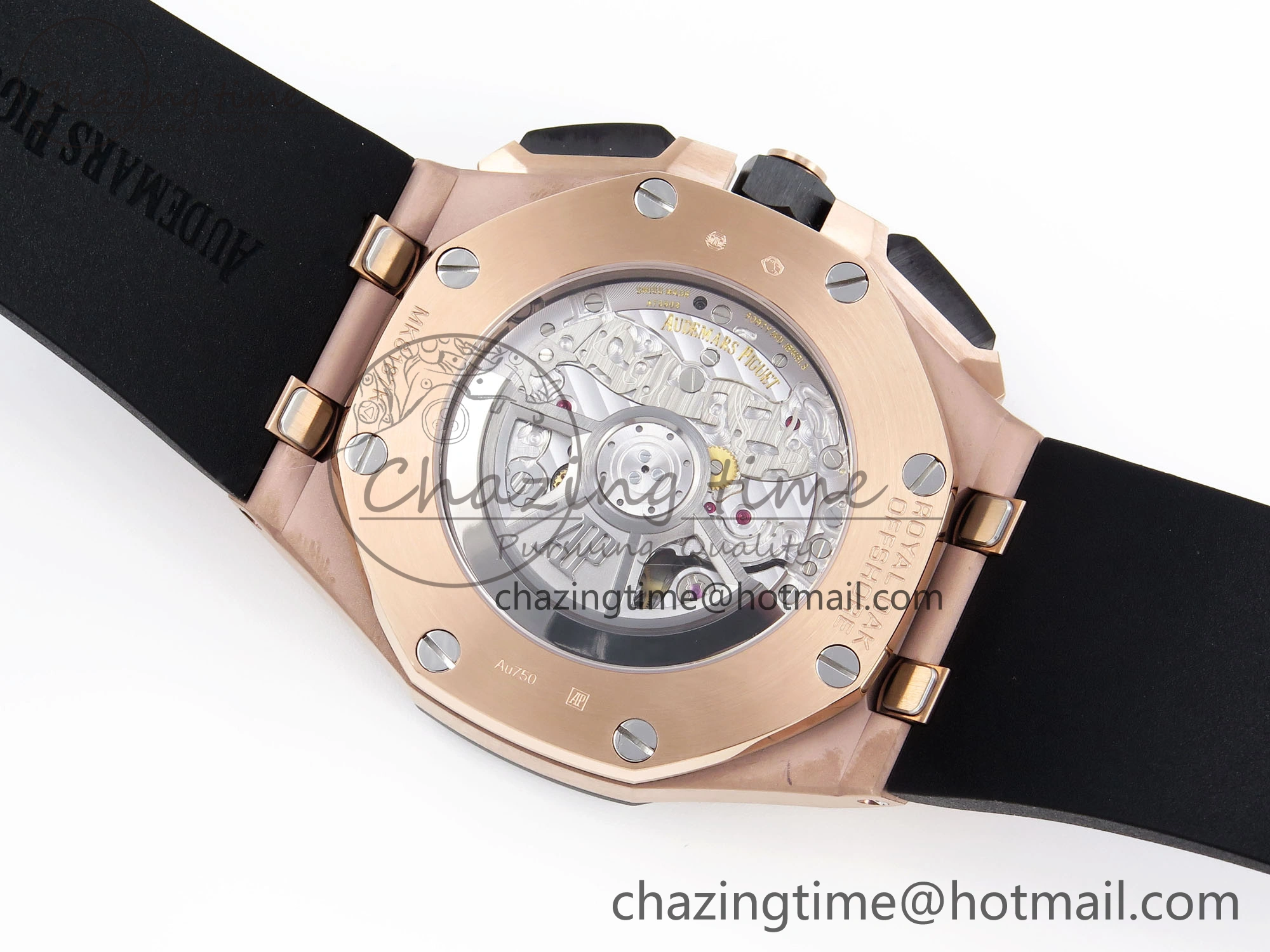Royal Oak Offshore 44mm RG Black Ceramic Bezel APF 1:1 Best Edition Black Silver Dial on Black Rubber Strap A4401