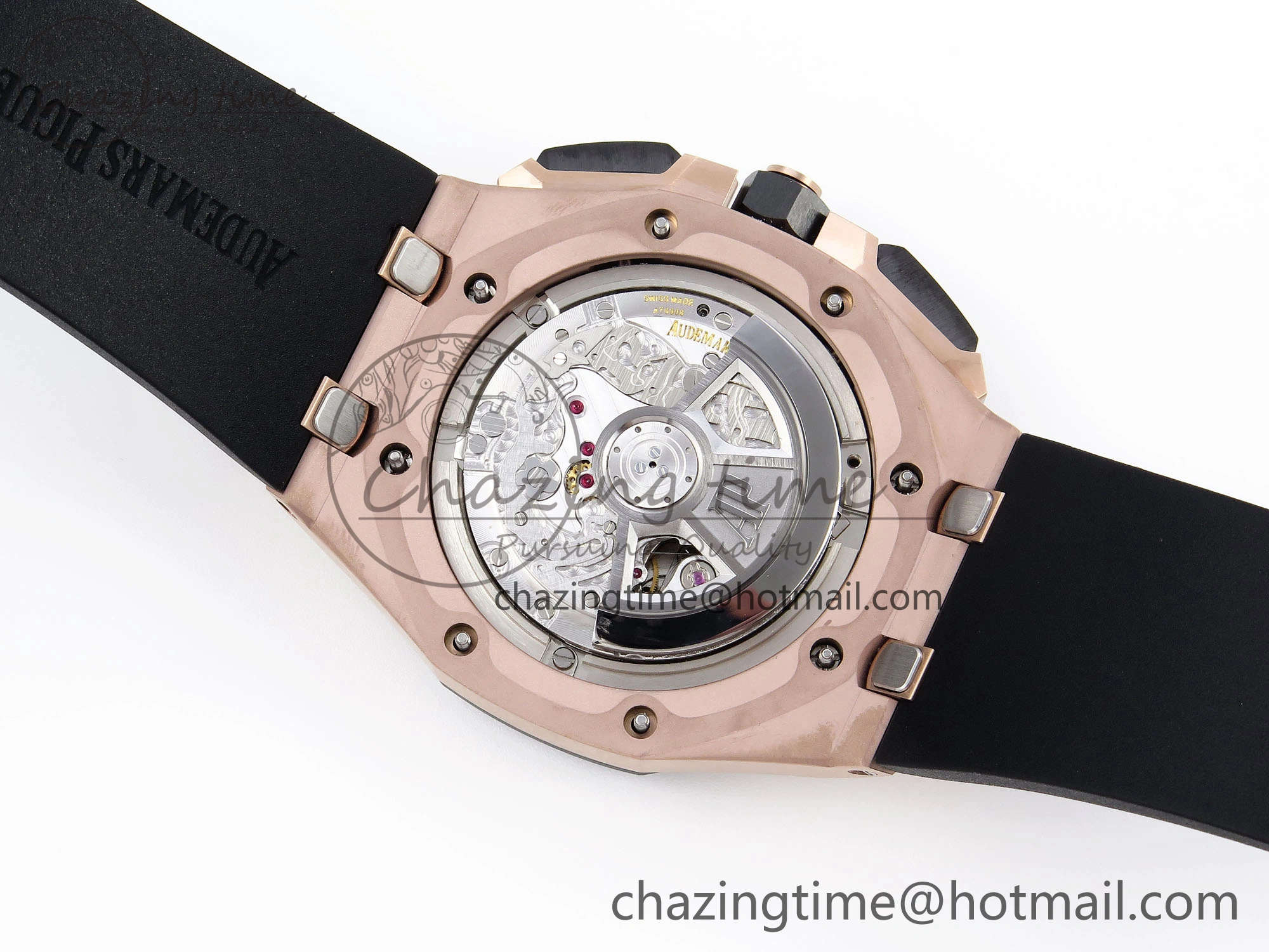 Royal Oak Offshore 44mm RG Black Ceramic Bezel APF 1:1 Best Edition Black Silver Dial on Black Rubber Strap A4401