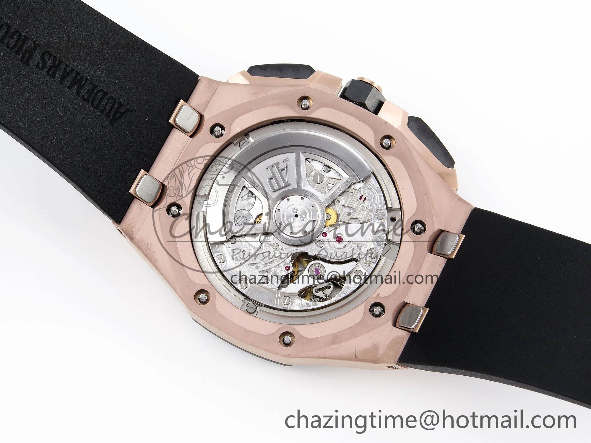 Royal Oak Offshore 44mm RG Black Ceramic Bezel APF 1:1 Best Edition Black Silver Dial on Black Rubber Strap A4401