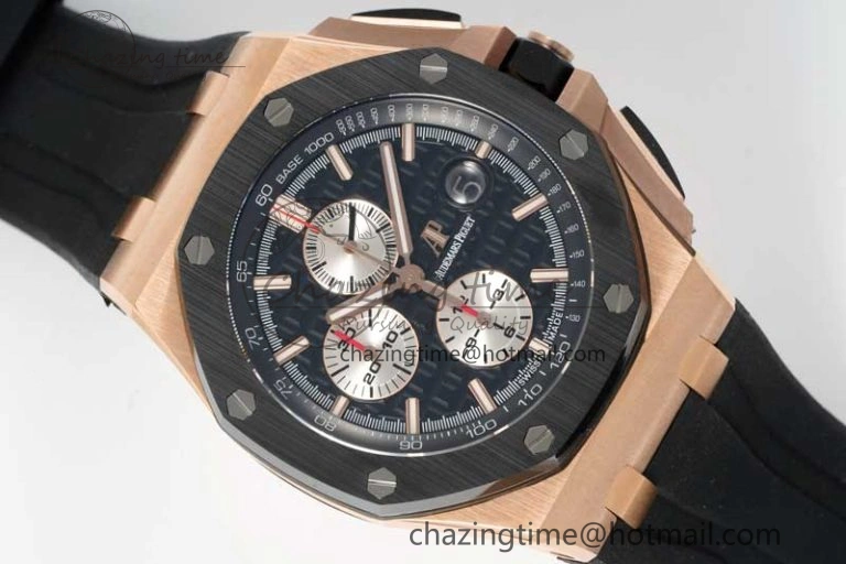 Royal Oak Offshore 44mm RG Black Ceramic Bezel APF 1:1 Best Edition on Rubber Strap A3126
