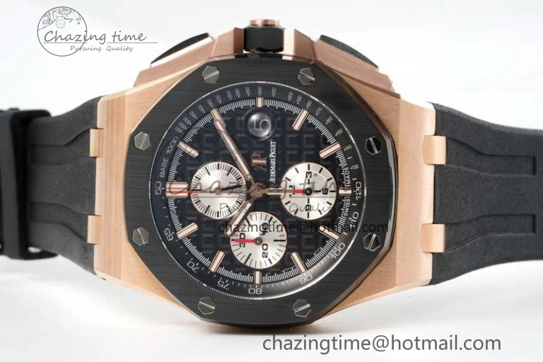 Royal Oak Offshore 44mm RG Black Ceramic Bezel APF 1:1 Best Edition on Rubber Strap A3126