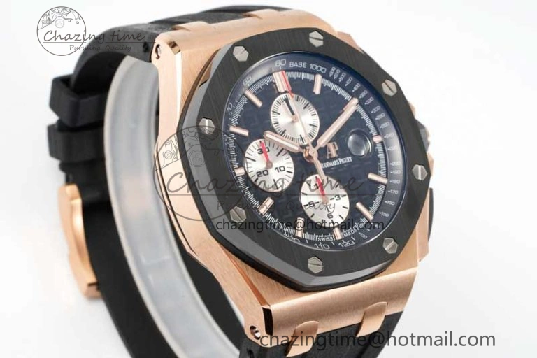 Royal Oak Offshore 44mm RG Black Ceramic Bezel APF 1:1 Best Edition on Rubber Strap A3126