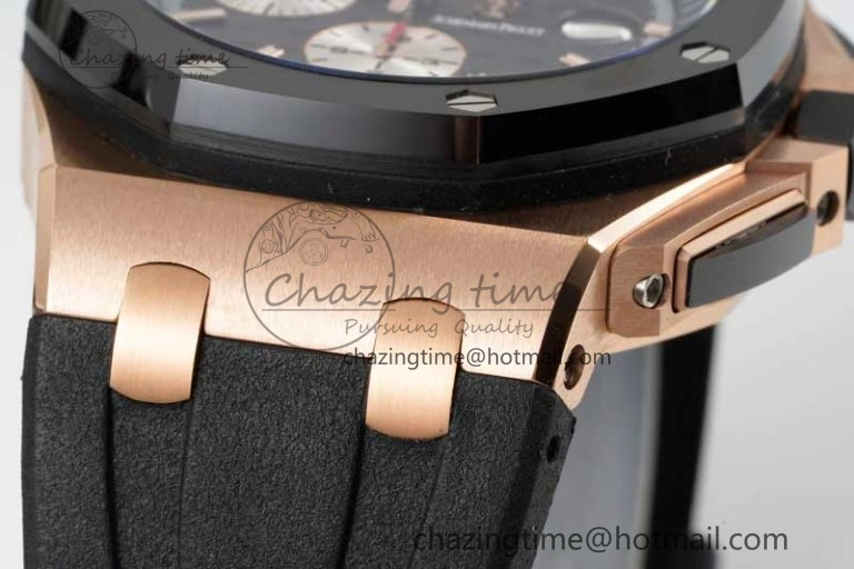 Royal Oak Offshore 44mm RG Black Ceramic Bezel APF 1:1 Best Edition on Rubber Strap A3126