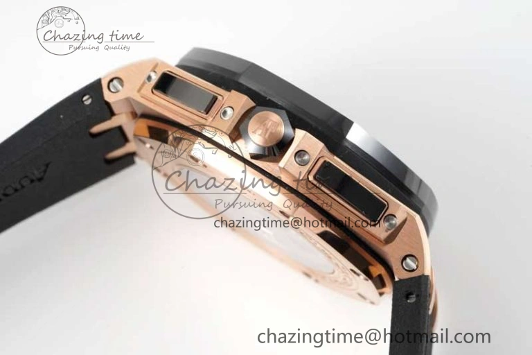 Royal Oak Offshore 44mm RG Black Ceramic Bezel APF 1:1 Best Edition on Rubber Strap A3126