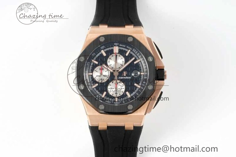 Royal Oak Offshore 44mm RG Black Ceramic Bezel APF 1:1 Best Edition on Rubber Strap A3126