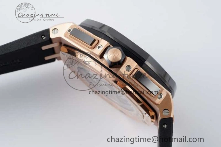 Royal Oak Offshore 44mm RG Ceramic Bezel APF 1:1 Best Edition Black Dial on Rubber Strap A3126