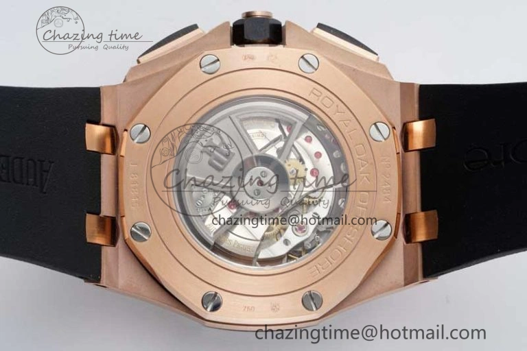 Royal Oak Offshore 44mm RG Ceramic Bezel APF 1:1 Best Edition Black Dial on Rubber Strap A3126