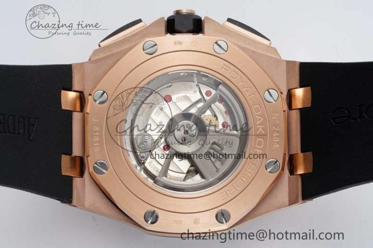 Royal Oak Offshore 44mm RG Ceramic Bezel APF 1:1 Best Edition Black Dial on Rubber Strap A3126