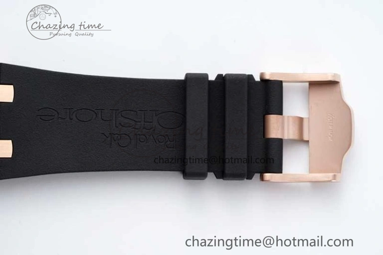 Royal Oak Offshore 44mm RG Ceramic Bezel APF 1:1 Best Edition Black Dial on Rubber Strap A3126