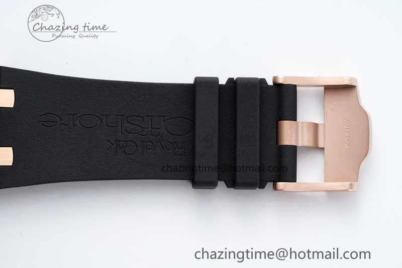 Royal Oak Offshore 44mm RG Ceramic Bezel APF 1:1 Best Edition Black Dial on Rubber Strap A3126
