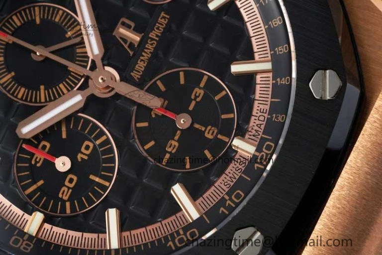 Royal Oak Offshore 44mm RG Ceramic Bezel APF 1:1 Best Edition Black Dial on Rubber Strap A3126