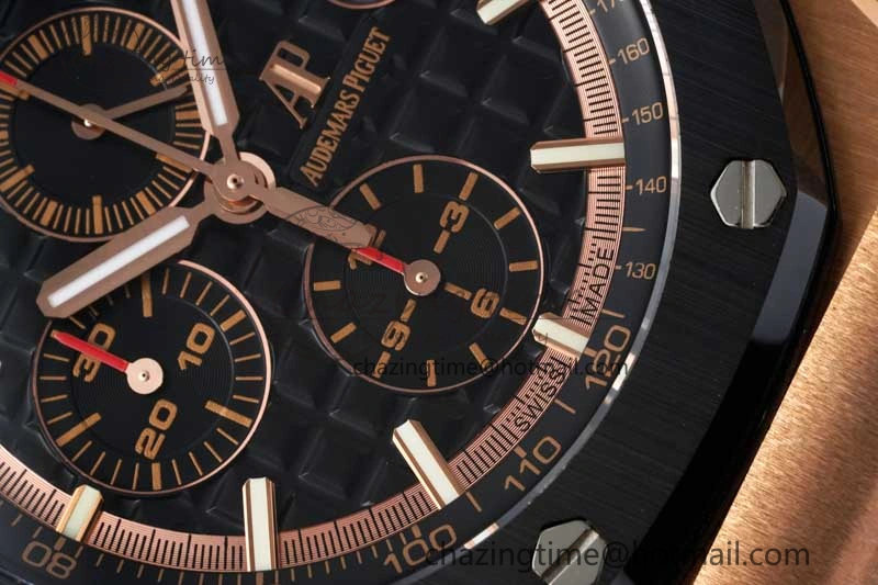 Royal Oak Offshore 44mm RG Ceramic Bezel APF 1:1 Best Edition Black Dial on Rubber Strap A3126