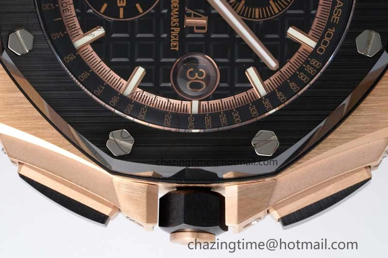 Royal Oak Offshore 44mm RG Ceramic Bezel APF 1:1 Best Edition Black Dial on Rubber Strap A3126