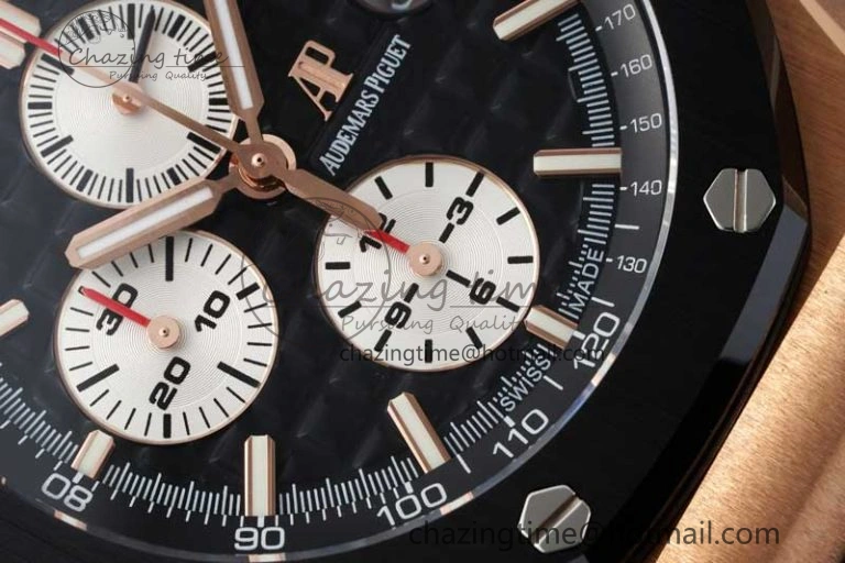 Royal Oak Offshore 44mm RG Ceramic Bezel APF 1:1 Best Edition Black White Dial on Rubber Strap A3126