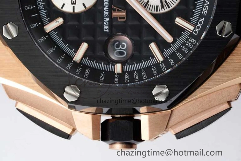 Royal Oak Offshore 44mm RG Ceramic Bezel APF 1:1 Best Edition Black White Dial on Rubber Strap A3126