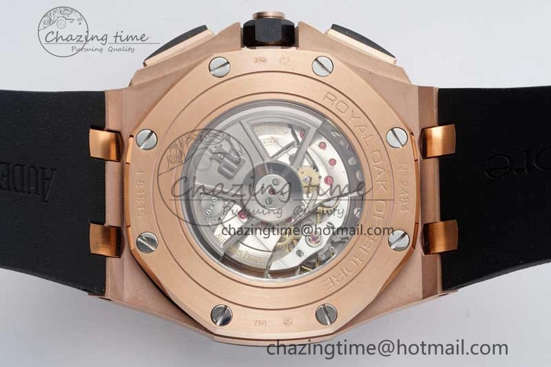 Royal Oak Offshore 44mm RG Ceramic Bezel APF 1:1 Best Edition Black White Dial on Rubber Strap A3126