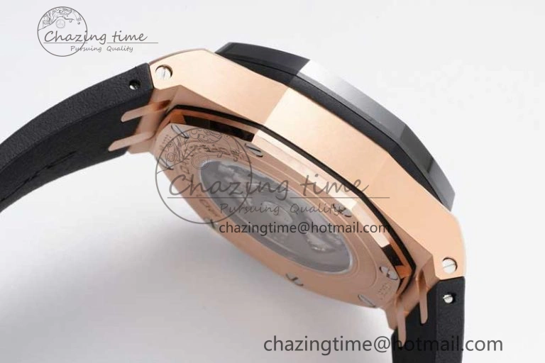 Royal Oak Offshore 44mm RG Ceramic Bezel JJF 1:1 Best Edition Black Dial on Rubber Strap A3126 V2