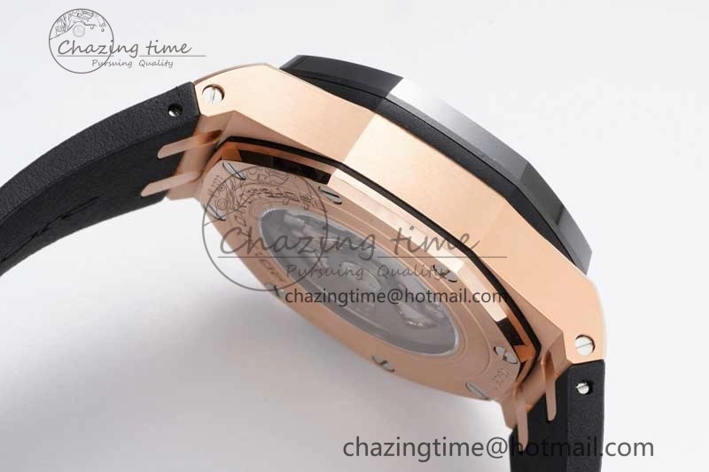 Royal Oak Offshore 44mm RG Ceramic Bezel JJF 1:1 Best Edition Black Dial on Rubber Strap A3126 V2