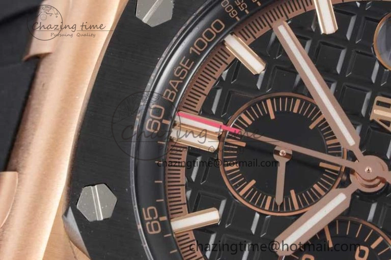 Royal Oak Offshore 44mm RG Ceramic Bezel JJF 1:1 Best Edition Black Dial on Rubber Strap A3126 V2