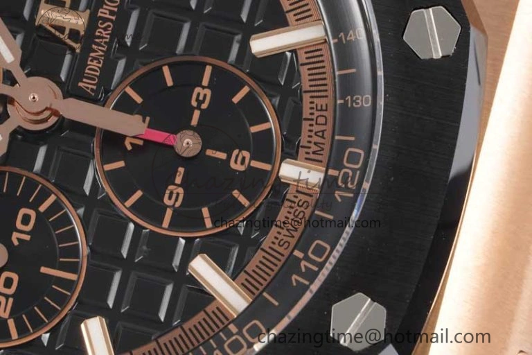 Royal Oak Offshore 44mm RG Ceramic Bezel JJF 1:1 Best Edition Black Dial on Rubber Strap A3126 V2