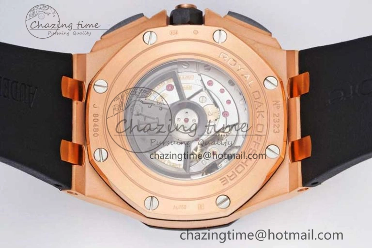 Royal Oak Offshore 44mm RG Ceramic Bezel JJF 1:1 Best Edition Black Dial on Rubber Strap A3126 V2