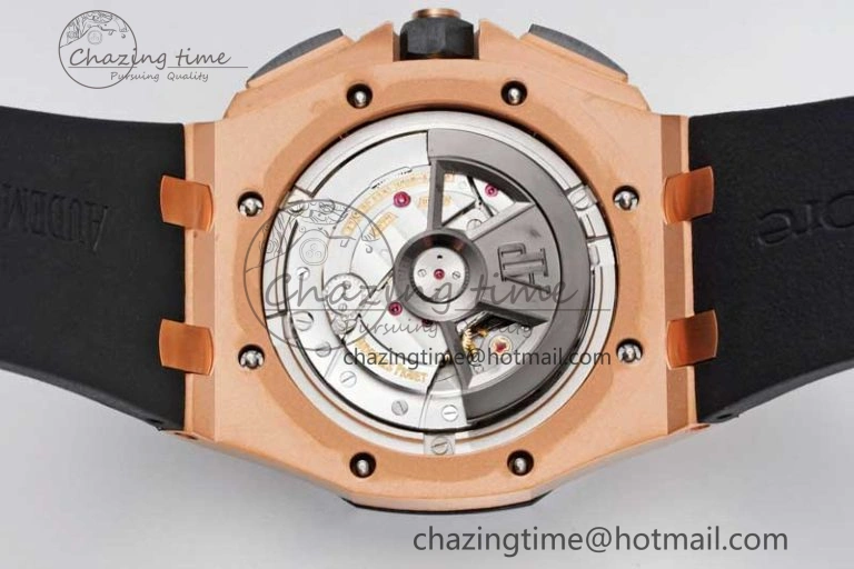 Royal Oak Offshore 44mm RG Ceramic Bezel JJF 1:1 Best Edition Black Dial on Rubber Strap A3126 V2