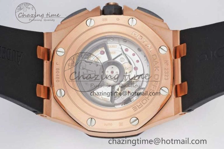 Royal Oak Offshore 44mm RG Ceramic Bezel JJF 1:1 Best Edition Black White Dial on Rubber Strap A3126 V2