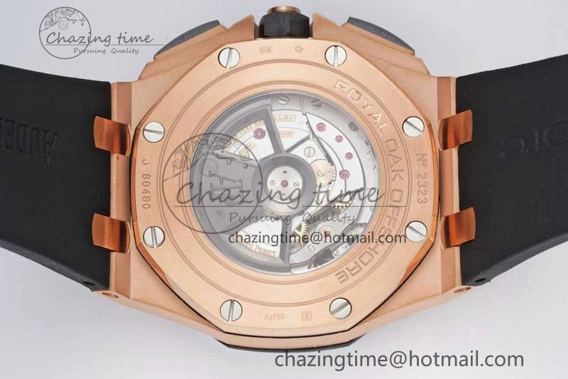 Royal Oak Offshore 44mm RG Ceramic Bezel JJF 1:1 Best Edition Black White Dial on Rubber Strap A3126 V2
