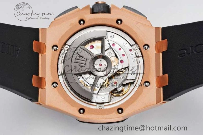 Royal Oak Offshore 44mm RG Ceramic Bezel JJF 1:1 Best Edition Black White Dial on Rubber Strap A3126 V2