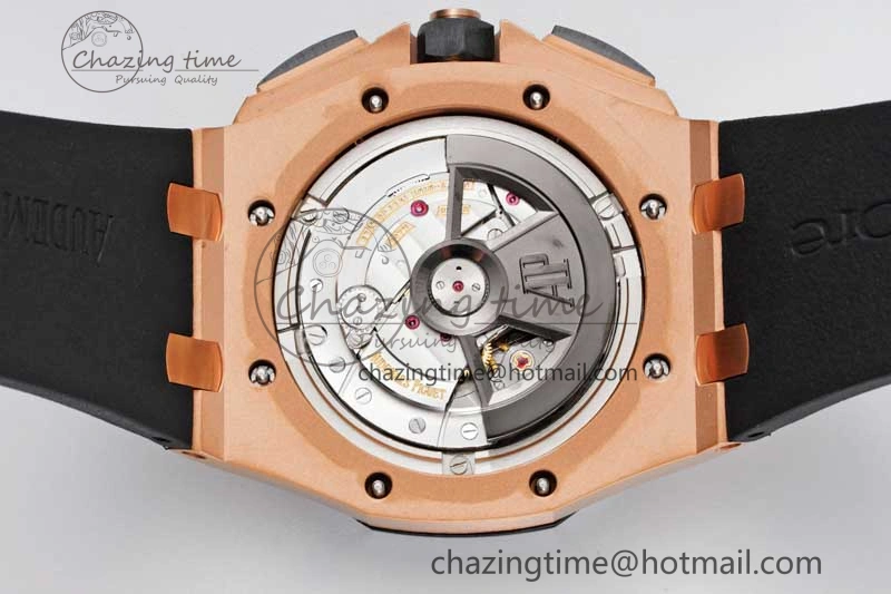 Royal Oak Offshore 44mm RG Ceramic Bezel JJF 1:1 Best Edition Black White Dial on Rubber Strap A3126 V2