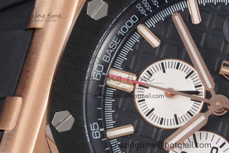 Royal Oak Offshore 44mm RG Ceramic Bezel JJF 1:1 Best Edition Black White Dial on Rubber Strap A3126 V2