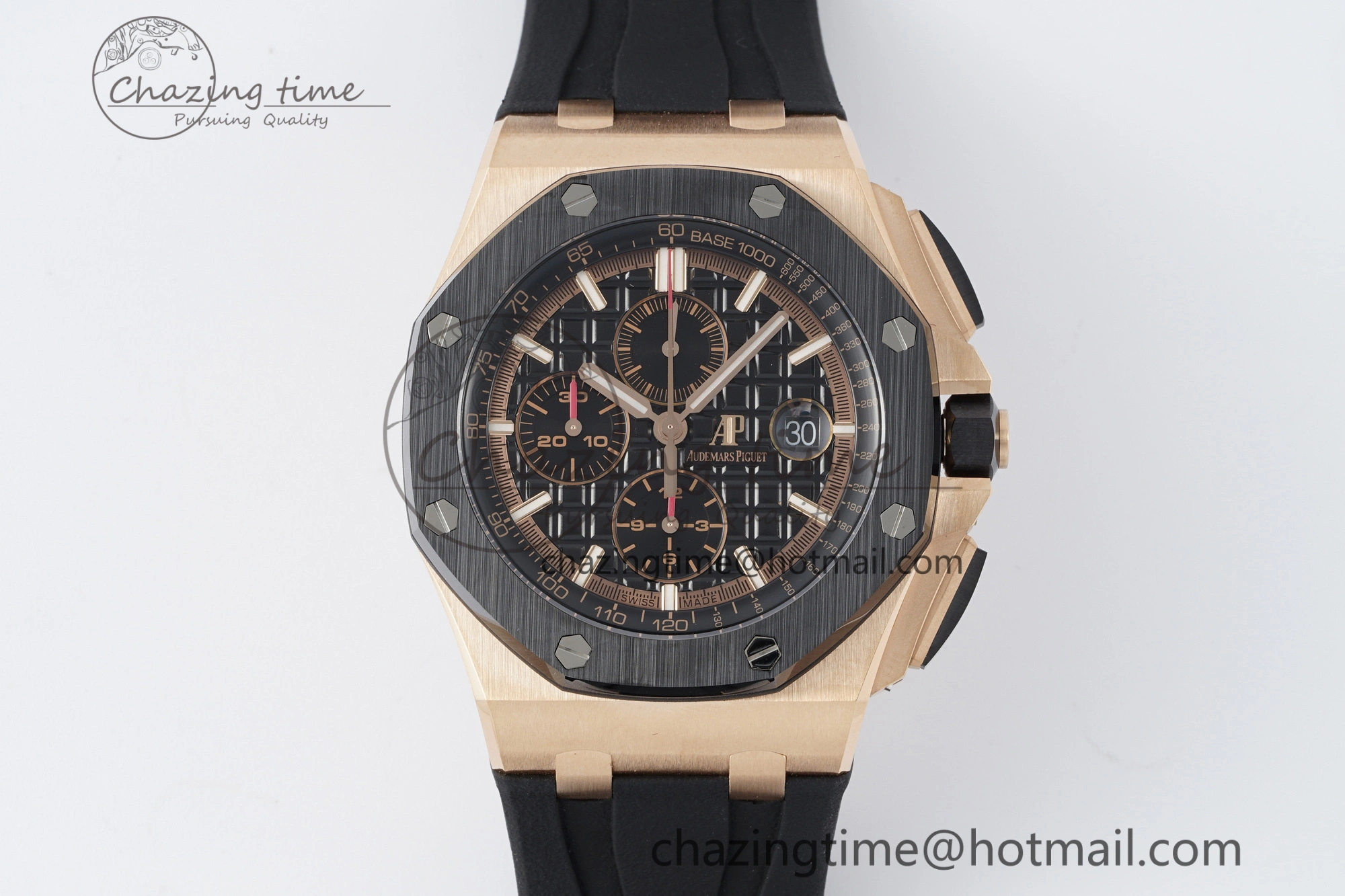 Royal Oak Offshore 44mm RG Ceramic Bezel RSF 1:1 Best Edition Black Dial on Rubber Strap A3126 V2