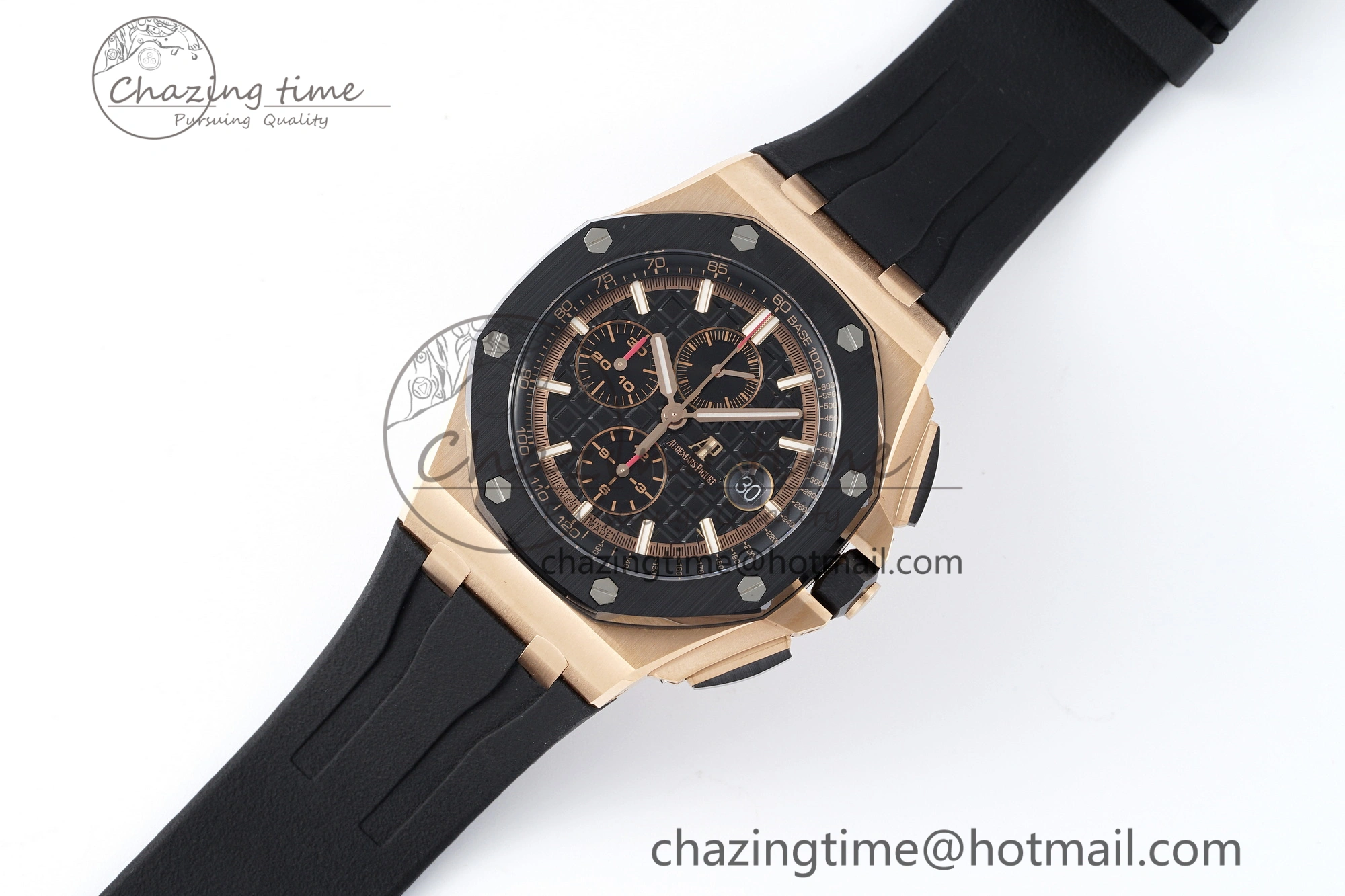Royal Oak Offshore 44mm RG Ceramic Bezel RSF 1:1 Best Edition Black Dial on Rubber Strap A3126 V2