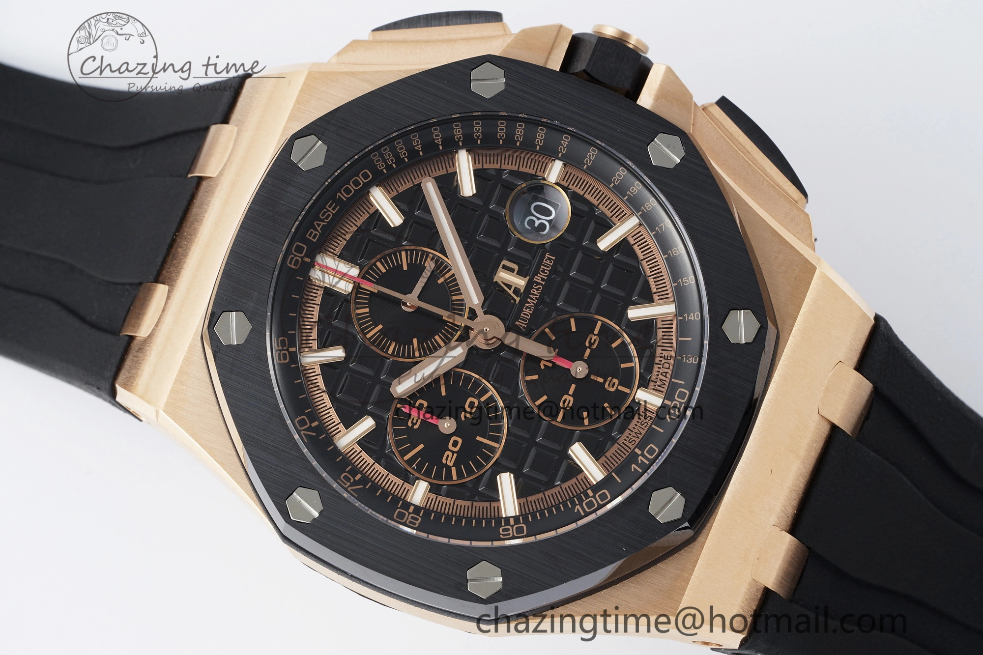 Royal Oak Offshore 44mm RG Ceramic Bezel RSF 1:1 Best Edition Black Dial on Rubber Strap A3126 V2