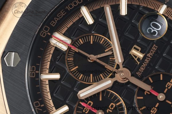 Royal Oak Offshore 44mm RG Ceramic Bezel RSF 1:1 Best Edition Black Dial on Rubber Strap A3126 V2
