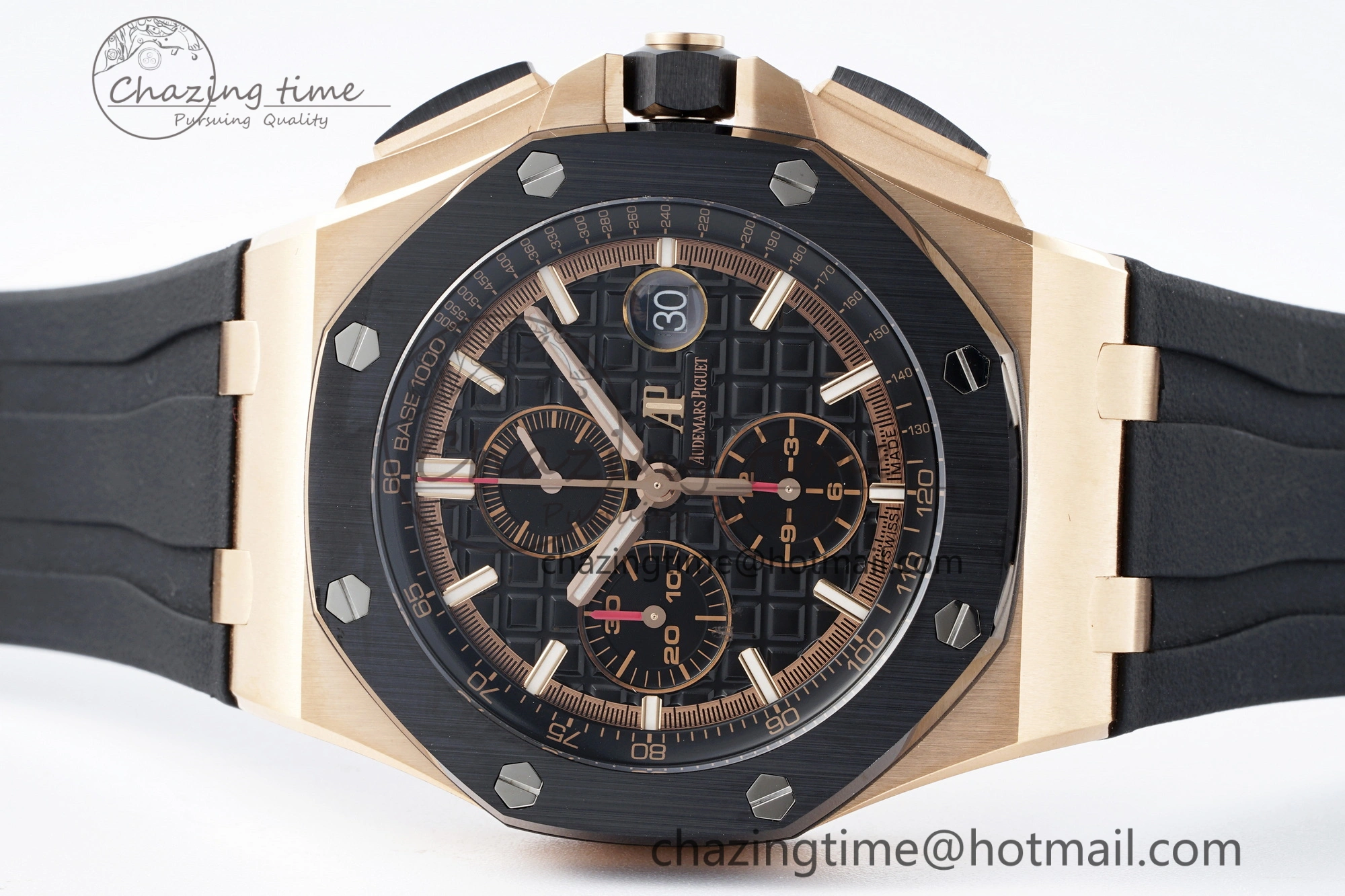 Royal Oak Offshore 44mm RG Ceramic Bezel RSF 1:1 Best Edition Black Dial on Rubber Strap A3126 V2